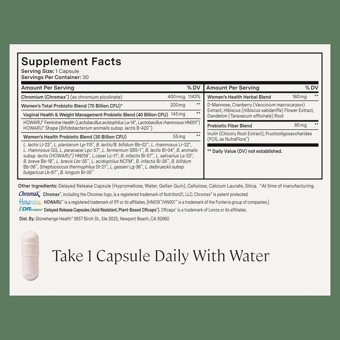Women's Probiotic Supplement 30 Capsules - Digestive Immunity Aid