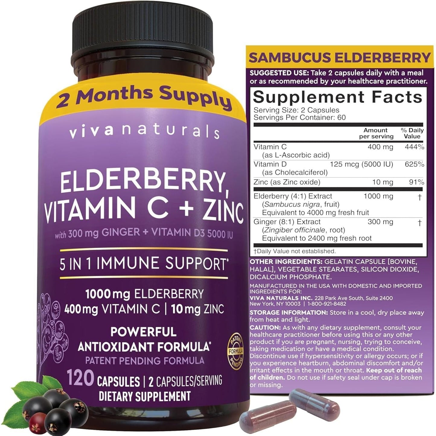 Natural Immune Booster with Vitamin C and Zinc Capsules - Mycosmeticslondon