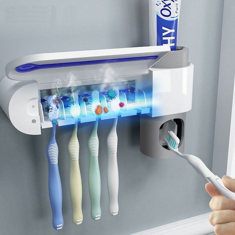 Sanitizing UV Toothbrush Holder with Auto Toothpaste Dispenser