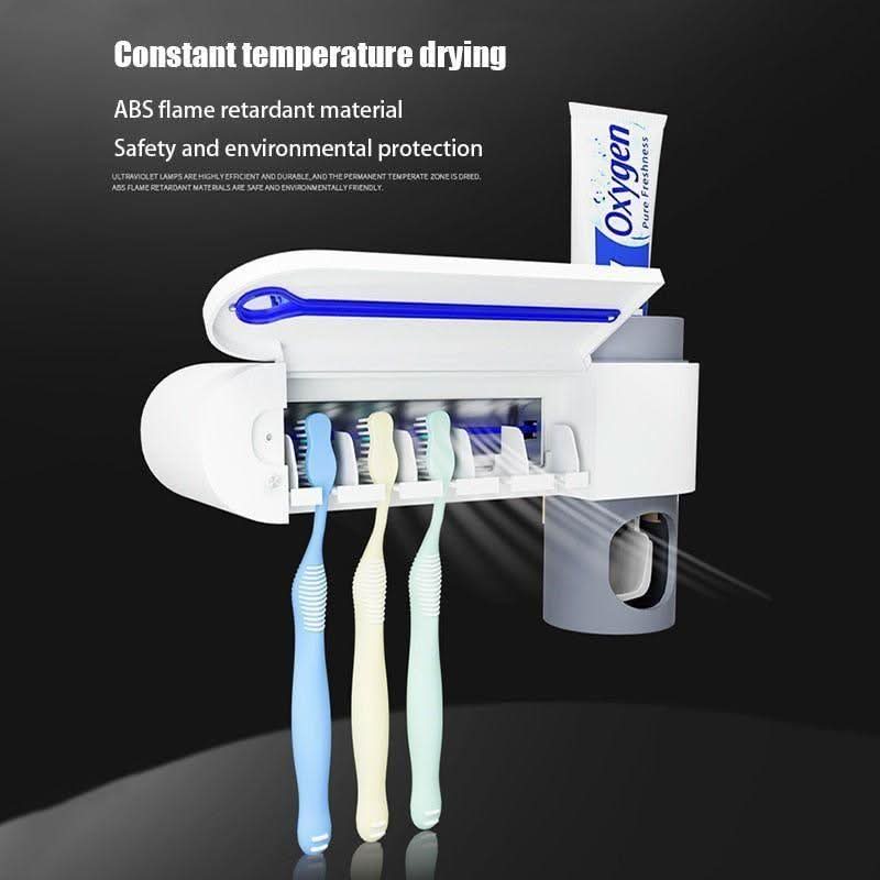 Sanitizing UV Toothbrush Holder with Auto Toothpaste Dispenser