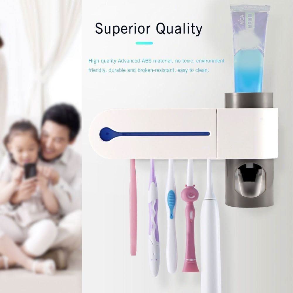 Sanitizing UV Toothbrush Holder with Auto Toothpaste Dispenser