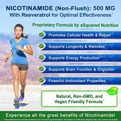 Vitamin B3 Nicotinamide Resveratrol Supplement 120 Caps