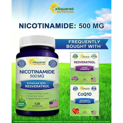 Vitamin B3 Nicotinamide Resveratrol Supplement 120 Caps