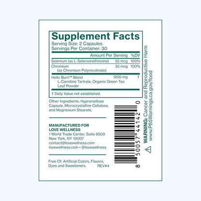 Natural Weight Loss Supplement 60 Capsules - Boost Metabolism Energy