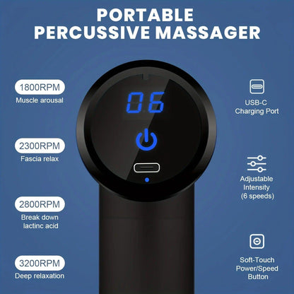 Compact Electric Massager Gun - Rechargeable Deep Tissue Massage Tool