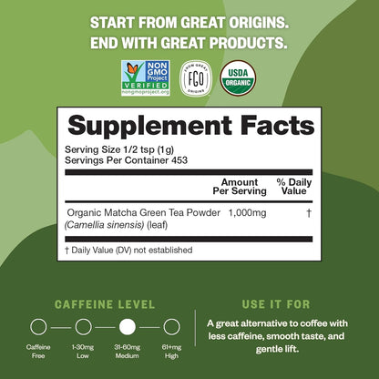 Natural Matcha Green Tea Powder - 113g Boost Energy