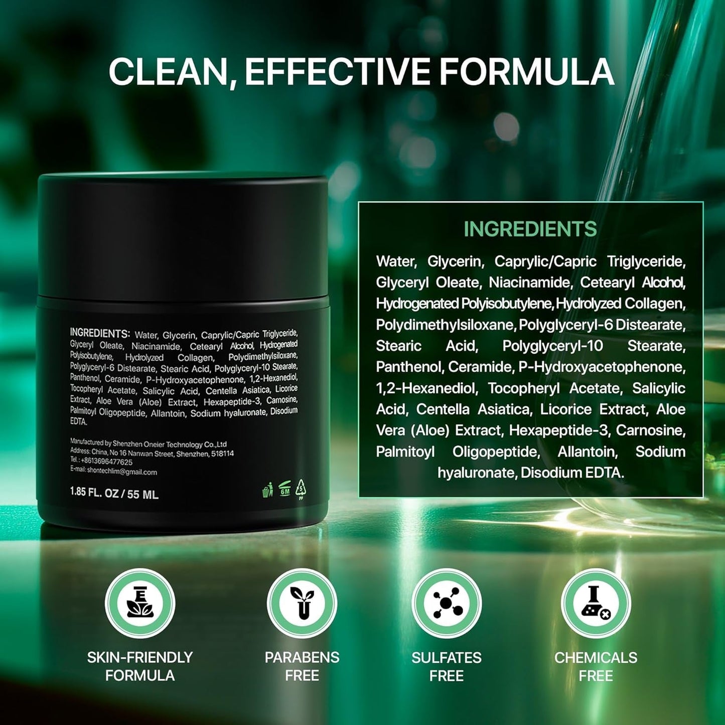 Wingo Mens Face Moisturizer Anti-Aging Cream 55ml - Oil-Free Quick Absorbing Moisture