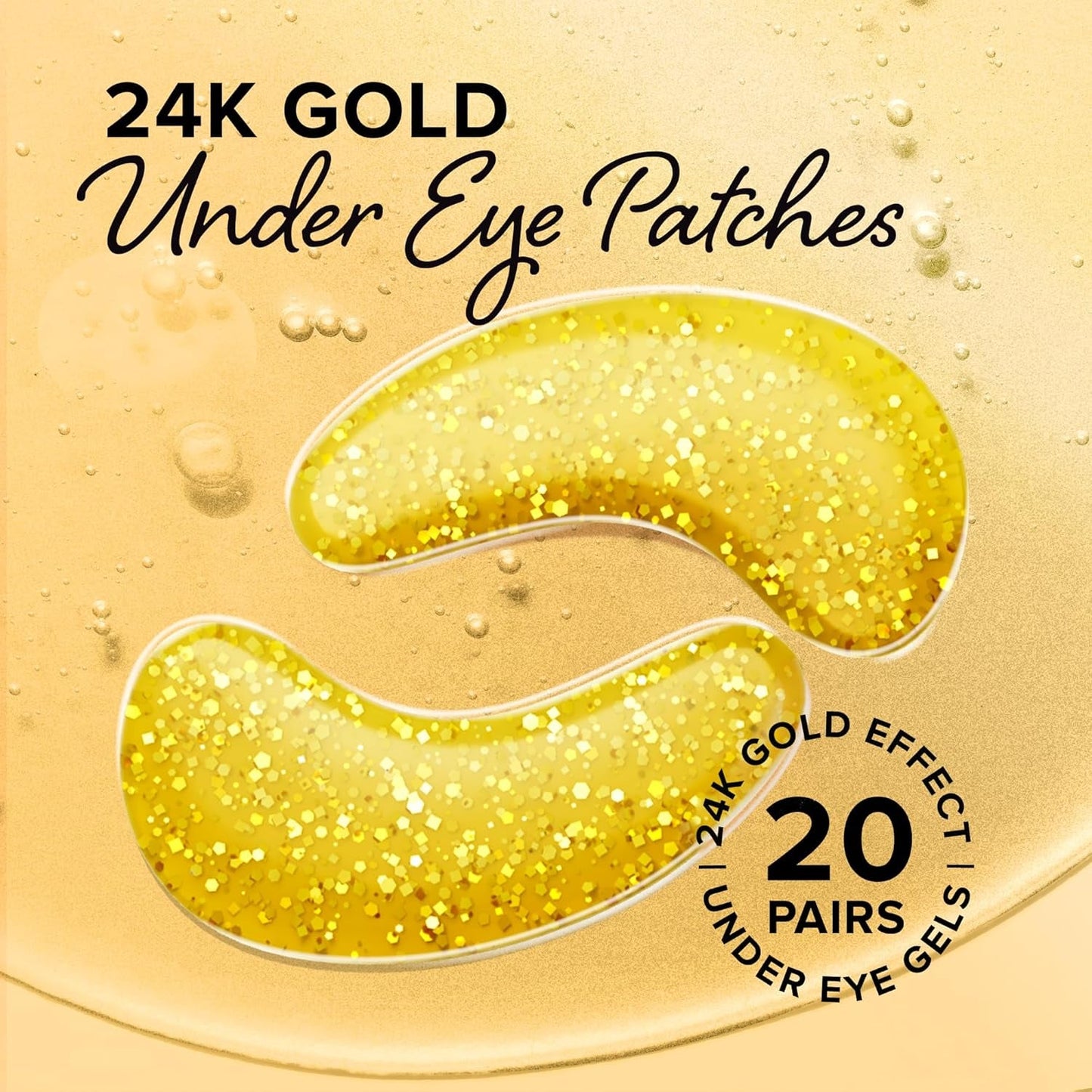 Luxury 24K Gold Eye Masks - 20 Pairs, Reduce Puffiness