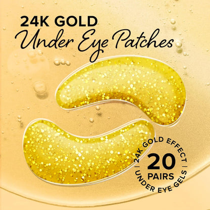 Luxury 24K Gold Eye Masks - 20 Pairs, Reduce Puffiness