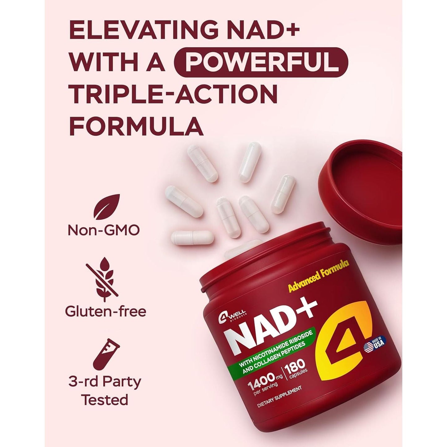 Natural Anti Aging Supplement with Collagen & NR