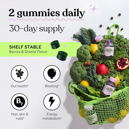 Natural Green Superfood Gummies 60ct - Digestive Health Boost