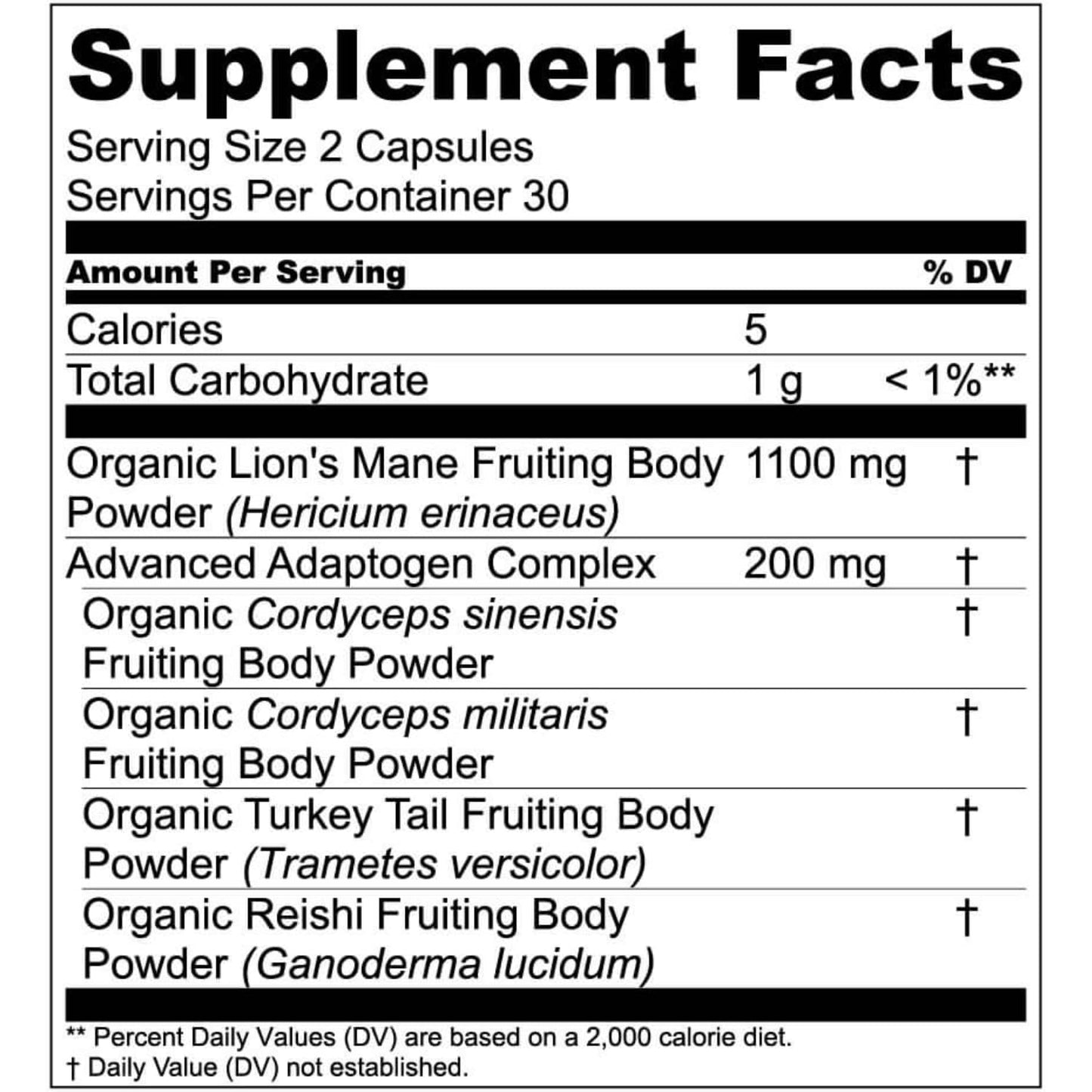 Natural Brain Boost Mushroom Supplement Capsules