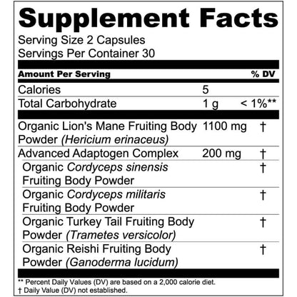 Natural Brain Boost Mushroom Supplement Capsules