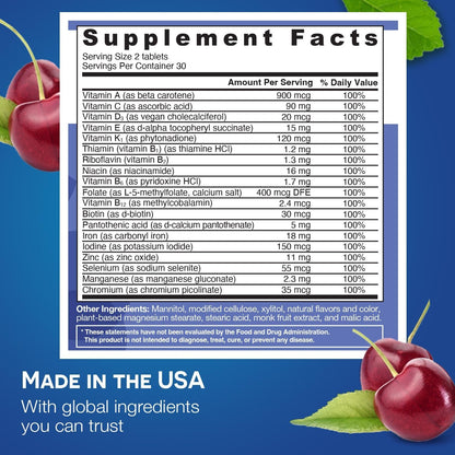 Easy Digest Multivitamin Tablets with Iron and Cherry Flavor