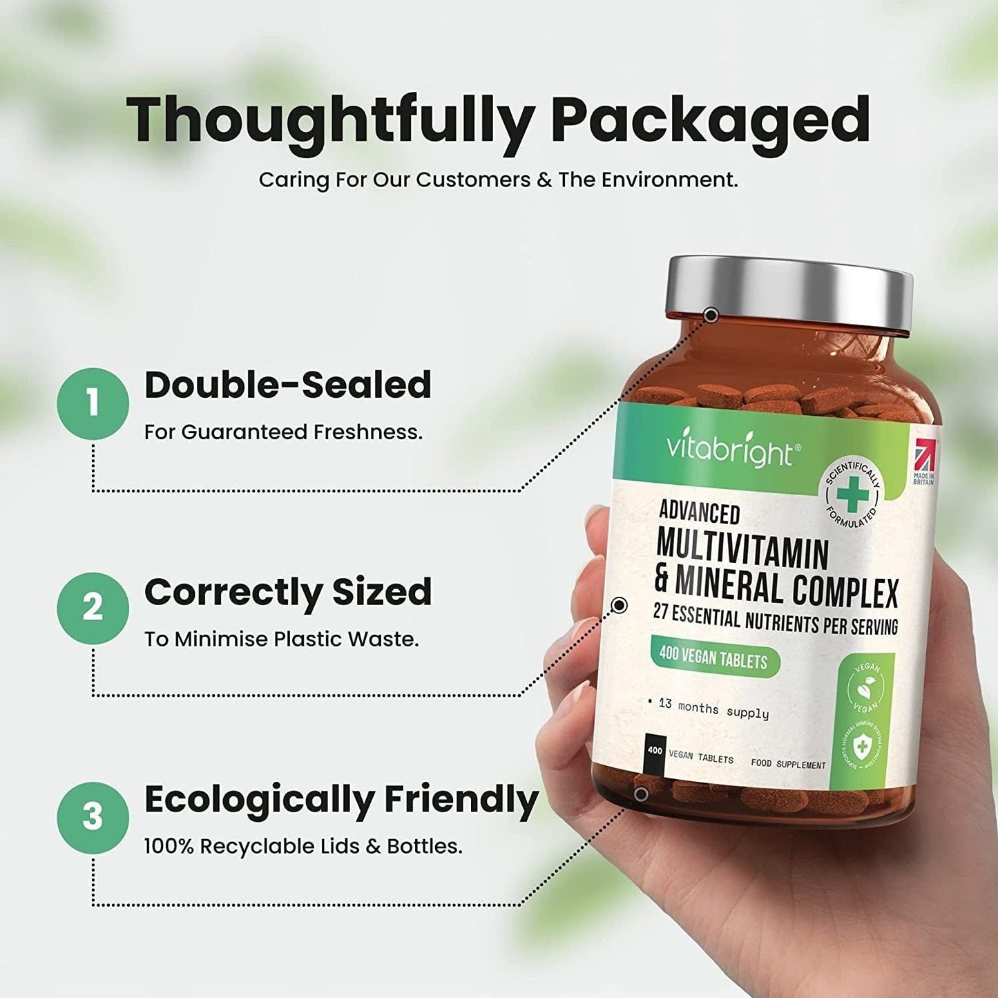 Vegan Daily Multivitamin Tablets for Immune & Energy Boost