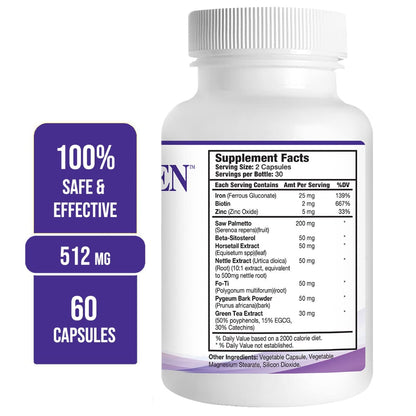 Natural Hair Growth Supplement with Biotin and Saw Palmetto