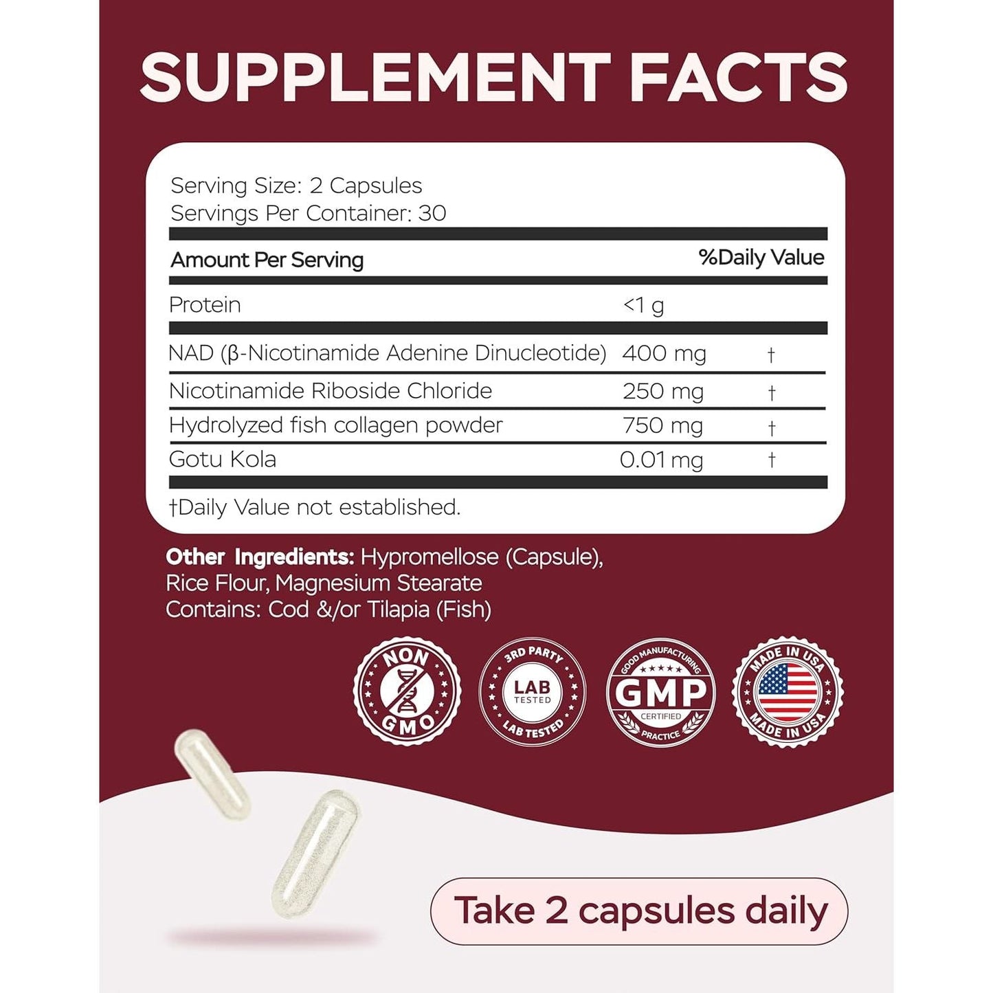 Premium NAD+ Booster 1400mg 60 Capsules - Energy & Brain Support