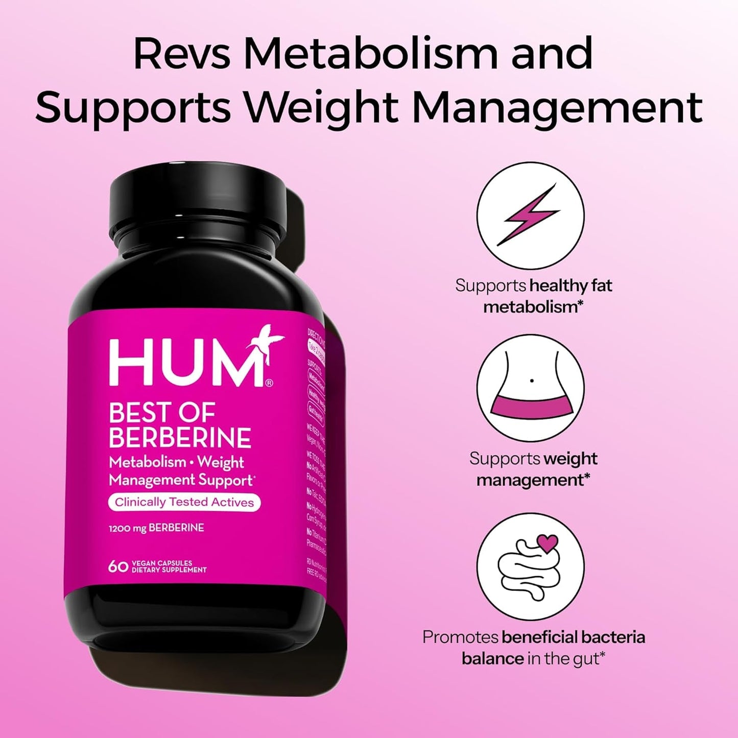 Natural Berberine Supplement - 60 Capsules, Weight Support