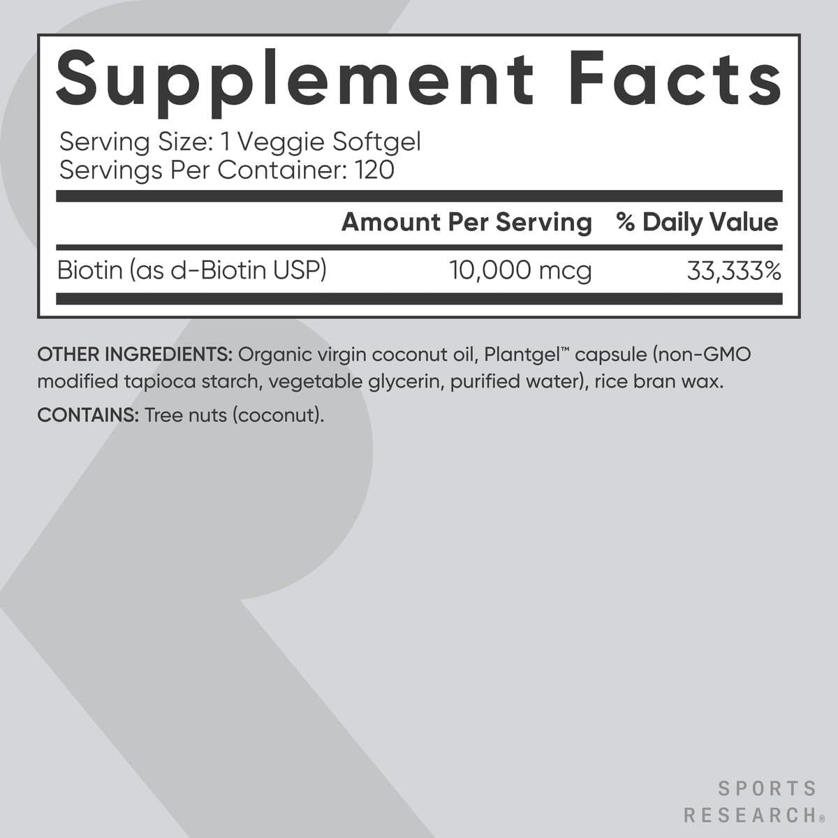 Premium Vegan Biotin Softgels with Coconut Oil