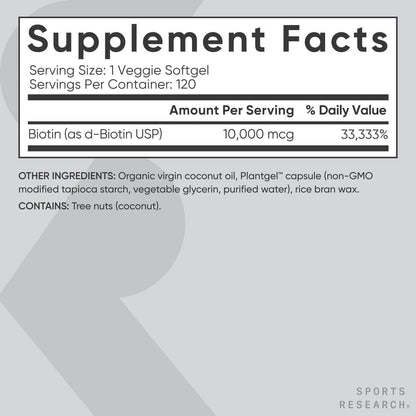 Premium Vegan Biotin Softgels with Coconut Oil
