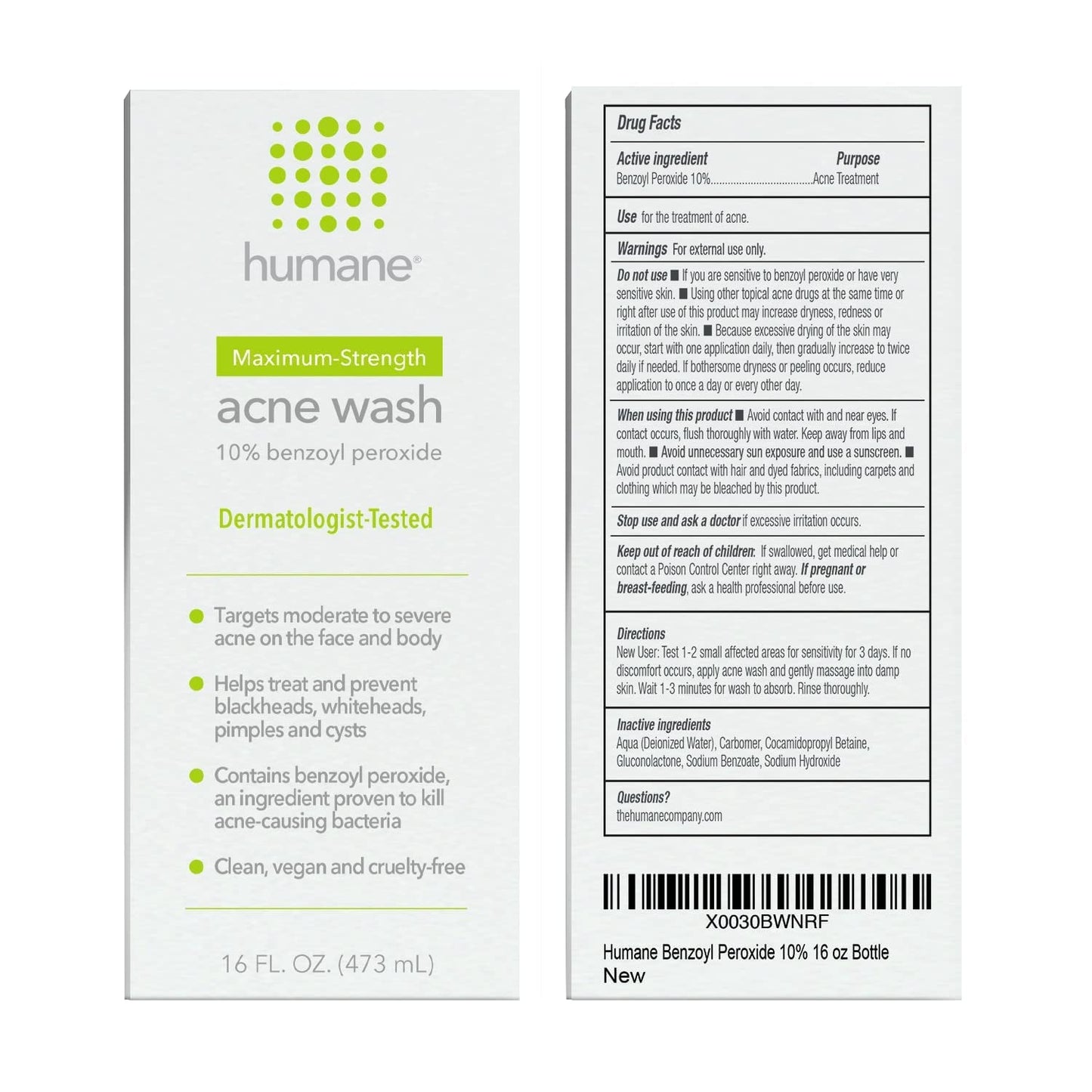 Effective Acne Treatment Face Wash - 10% Benzoyl Peroxide Cleanser