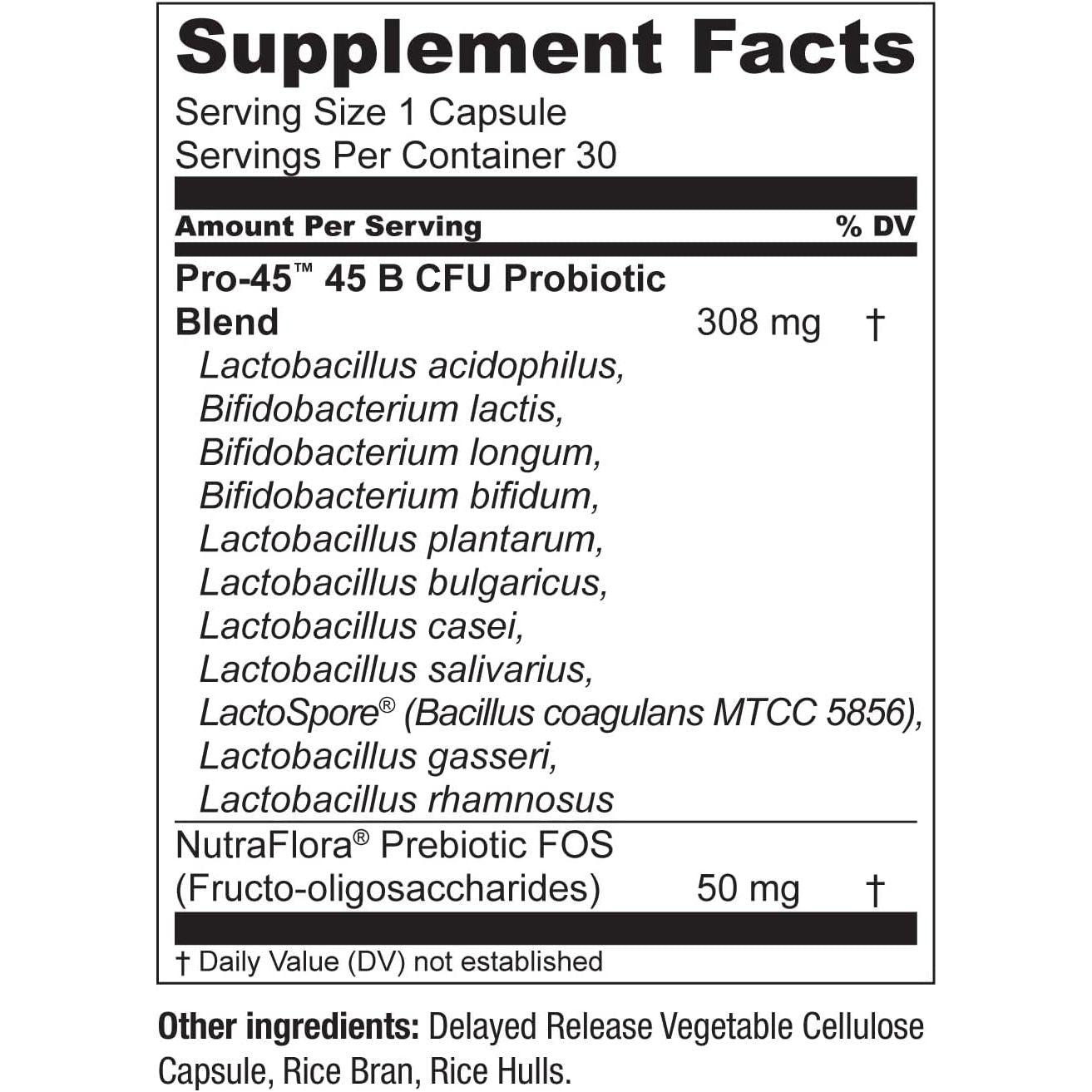 Strong Probiotic Supplement 45 Billion CFU Capsules