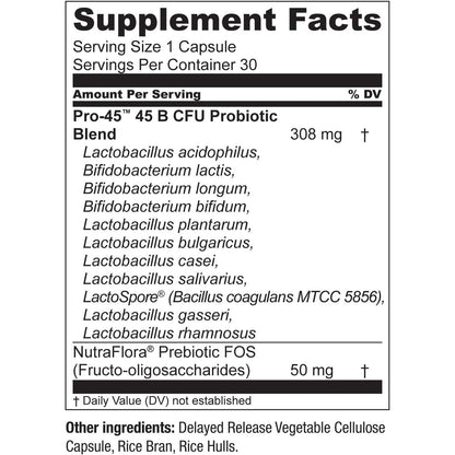 Strong Probiotic Supplement 45 Billion CFU Capsules