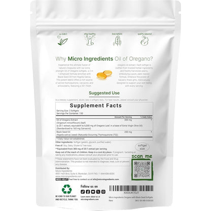 Natural Oregano Oil Softgels with Black Seed Oil Booster