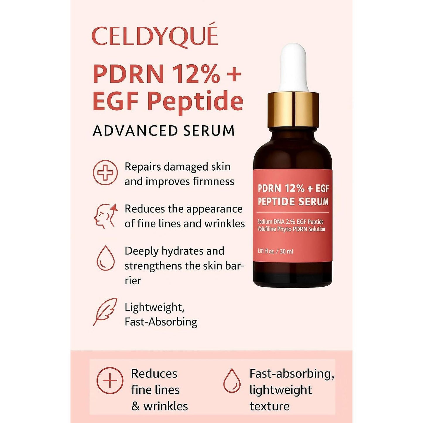 Anti Aging Face Serum with Peptides and EGF 30ml