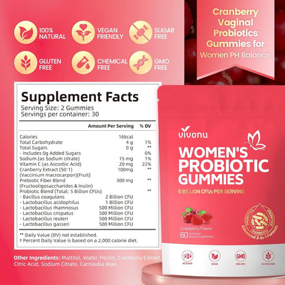 Natural Women's Probiotic Gummies for Vaginal Health