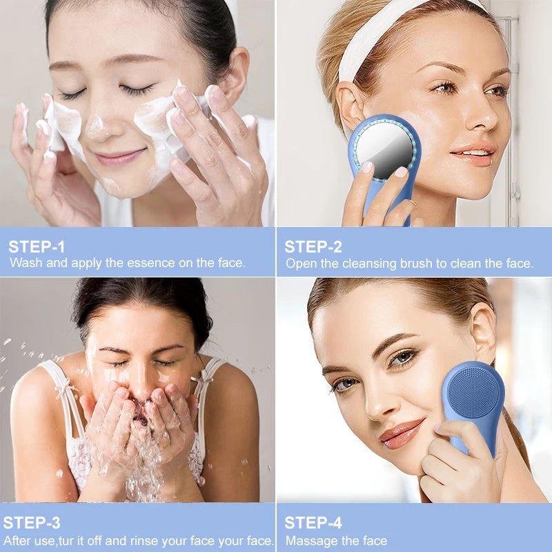 Gentle Exfoliating Facial Cleaning Brush Massager