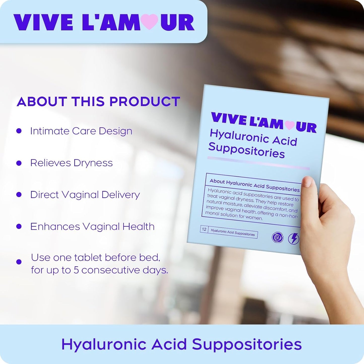 Natural Hyaluronic Acid Vaginal Moisturizer Suppositories
