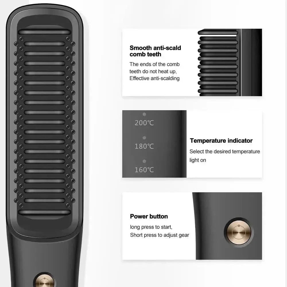 Easy Straight Hair Brush | Rechargeable Frizz Free Styler