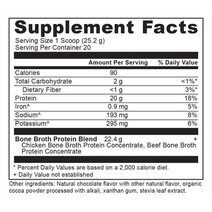Delicious Chocolate Bone Broth Protein Powder Supplement