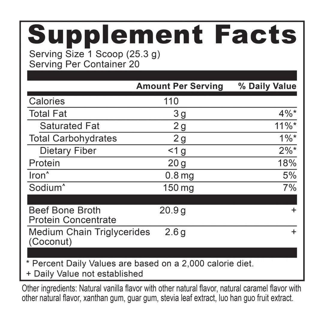 Natural Bone Broth Protein Powder - Caramel Flavor