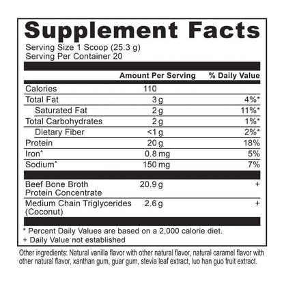 Natural Bone Broth Protein Powder - Caramel Flavor