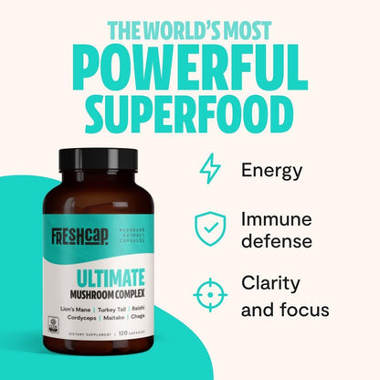 Natural Mushroom Supplement - 120 Capsules for Immunity Boost