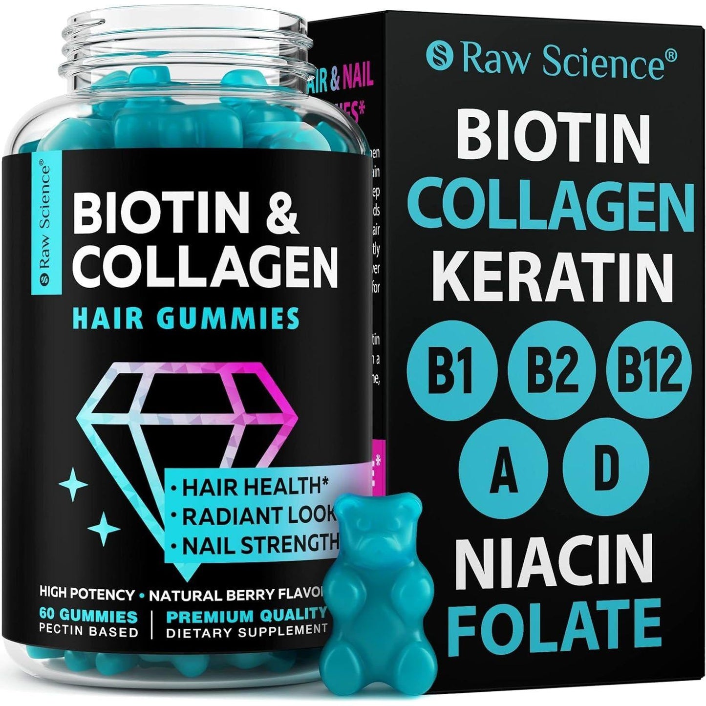 Natural Biotin Collagen Hair Vitamins Gummies - Mycosmeticslondon