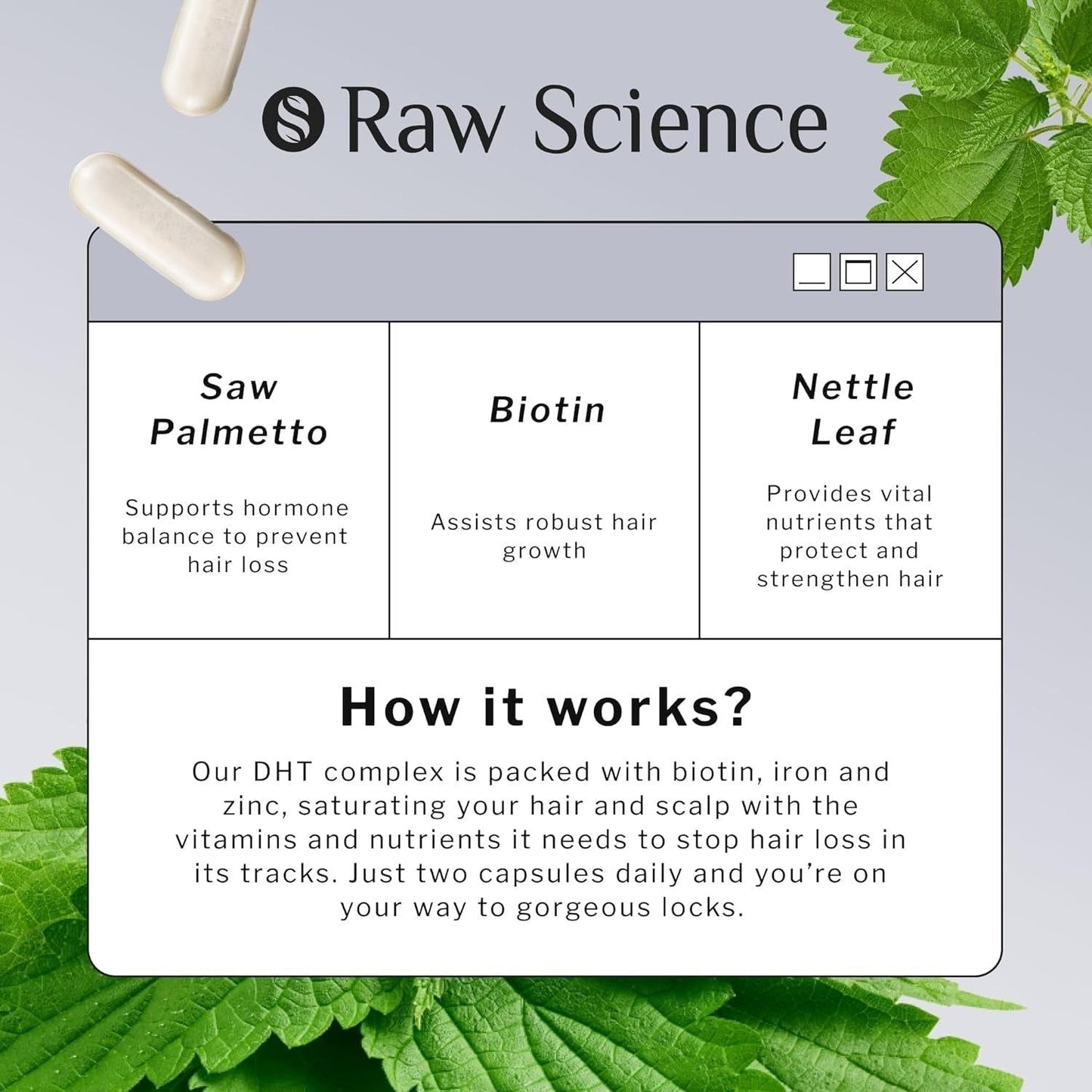 Natural Hair Growth Supplements - Biotin and Saw Palmetto Capsules