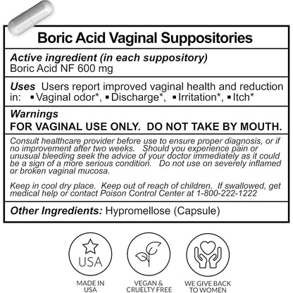 Natural Feminine Health Vaginal Suppositories - 30 Count