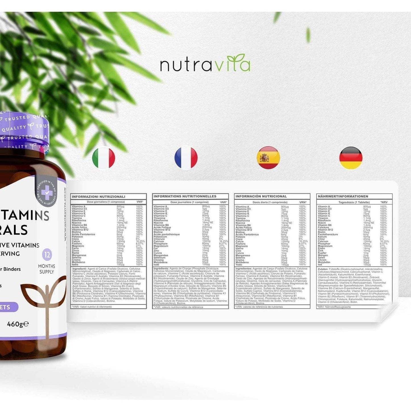 Vegan Daily Multivitamin Tablets 365 Day Supply