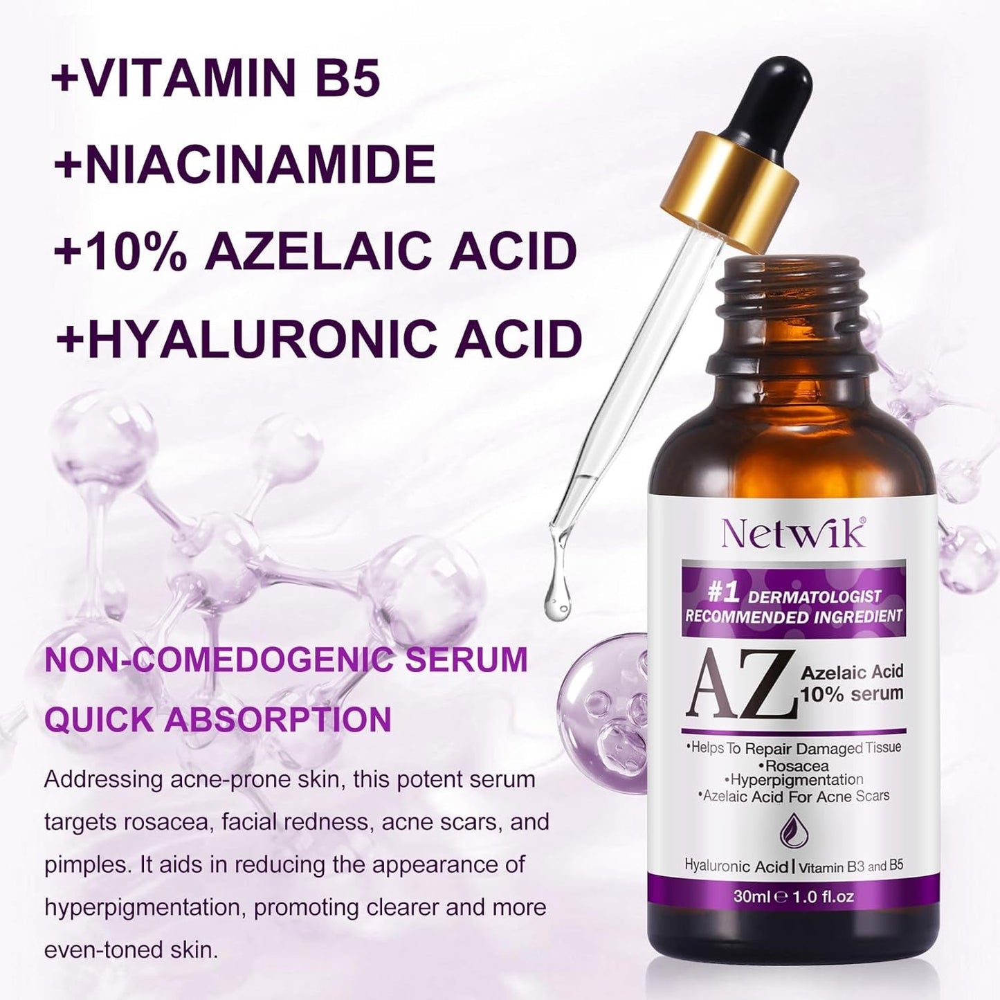Gentle Azelaic Acid Serum for Soothing Red Skin