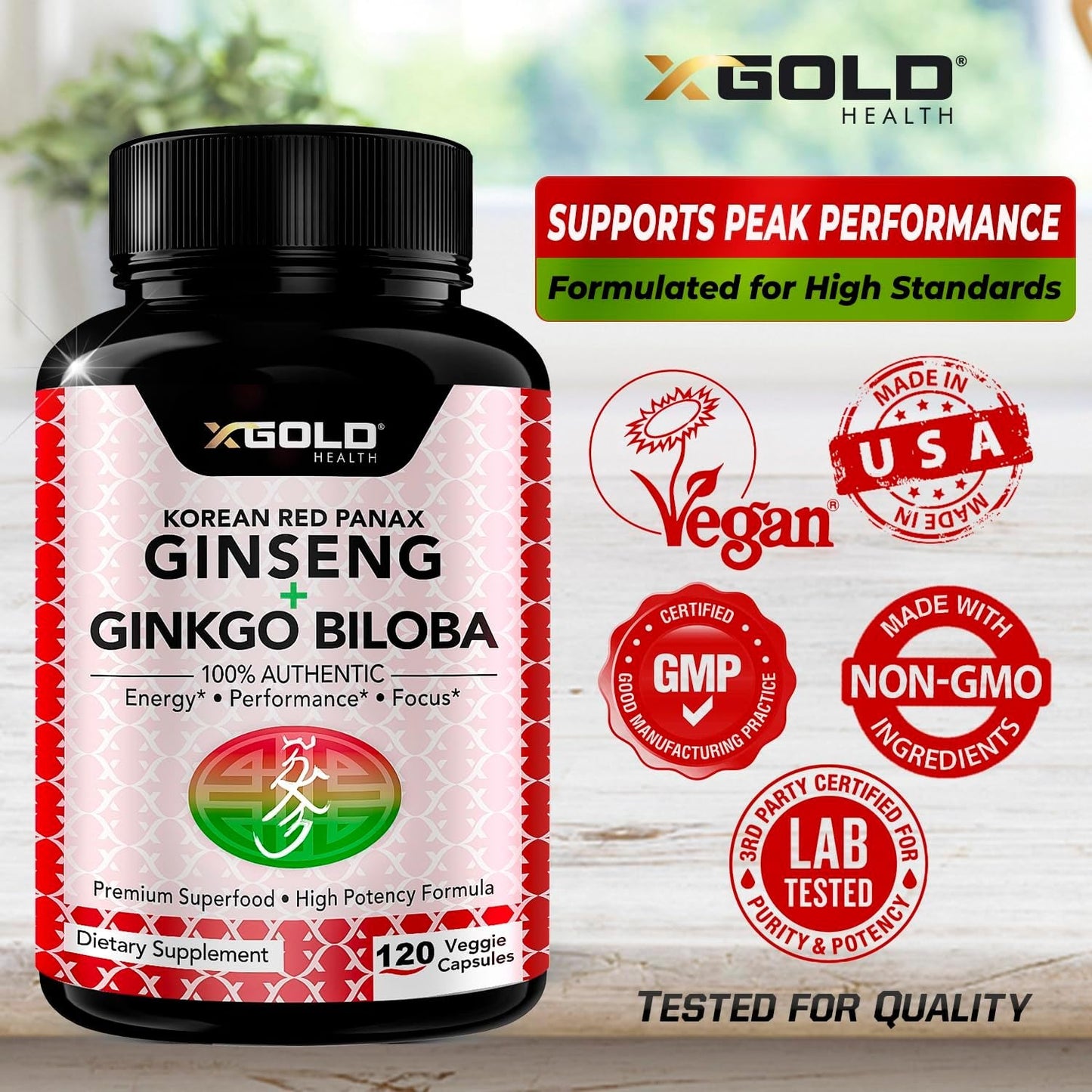 Premium Korean Ginseng & Ginkgo Biloba Energy Capsules