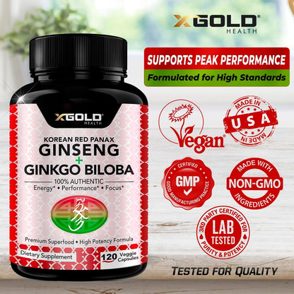 Premium Korean Ginseng & Ginkgo Biloba Energy Capsules