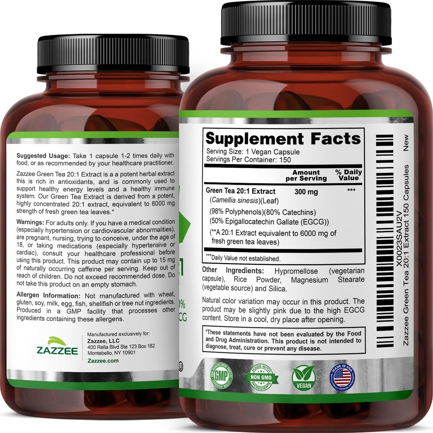 Powerful Green Tea Supplement - 150 Capsules 6000mg