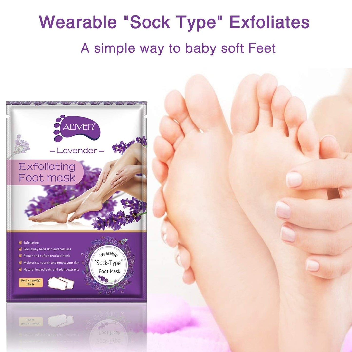 Gentle Exfoliating Foot Mask 5 Pack - Softens Rough Feet