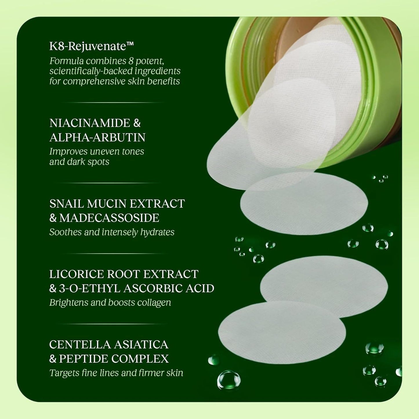 Glowing Skin Toner Pads - 100 Count | Korean Beauty Face Wipes