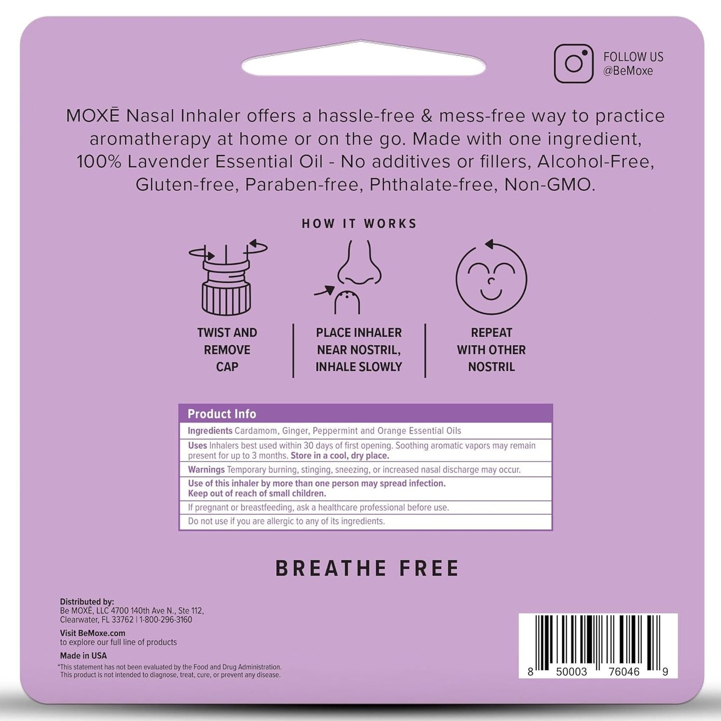 Natural Lavender Oil Stress Relief Inhalers 3 Pack