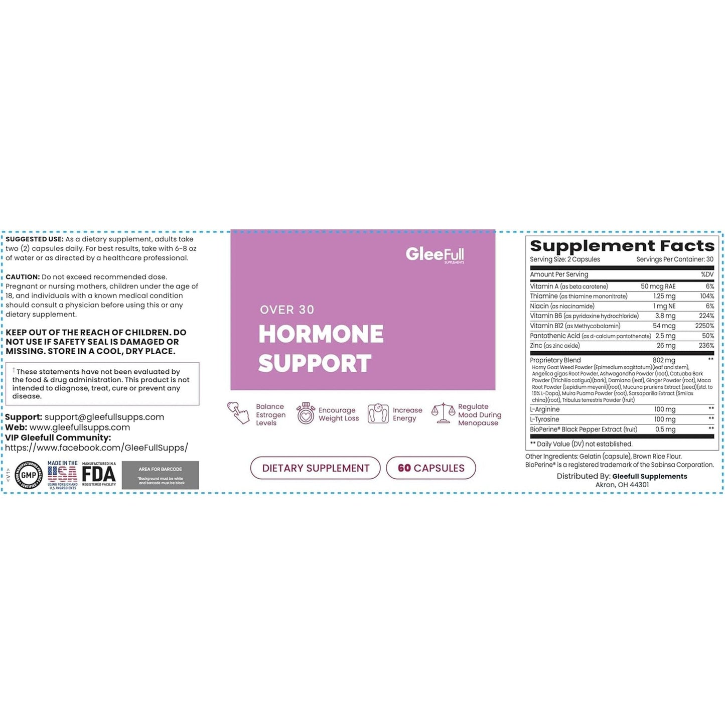 Natural Menopause Relief Supplement - 60 Capsules