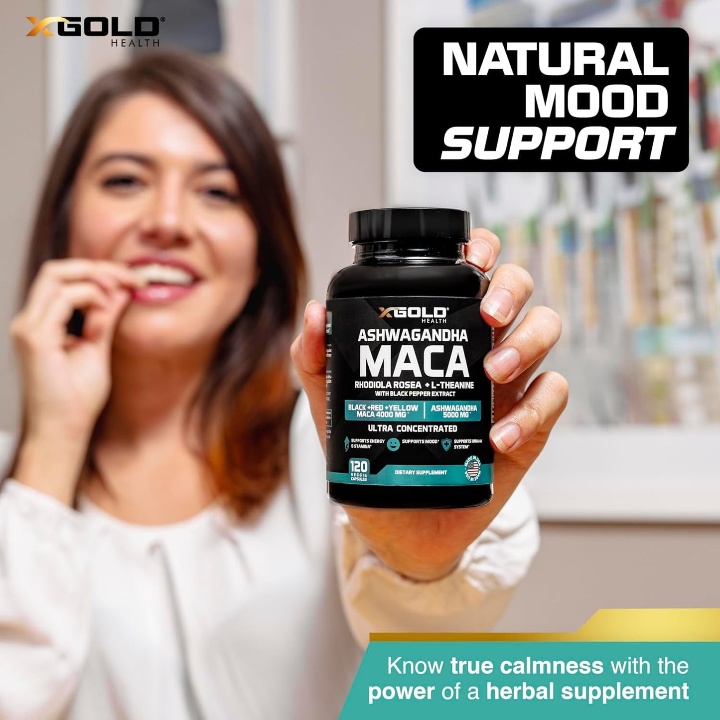 Natural Ashwagandha Maca Supplement Capsules
